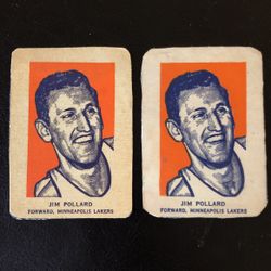 (2) 1952 Wheaties (Hand Cut) Basketball Card Jim Pollard, Minneapolis Lakers HOF