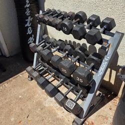 5lb-50lb hex dumbbell set with rack