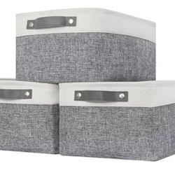 3-Pack Storage Bins With Handles Decorative Collapsible Storage Bins For Shelves