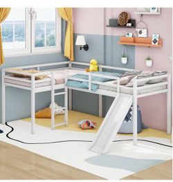 Twin size double lofted twin bed
