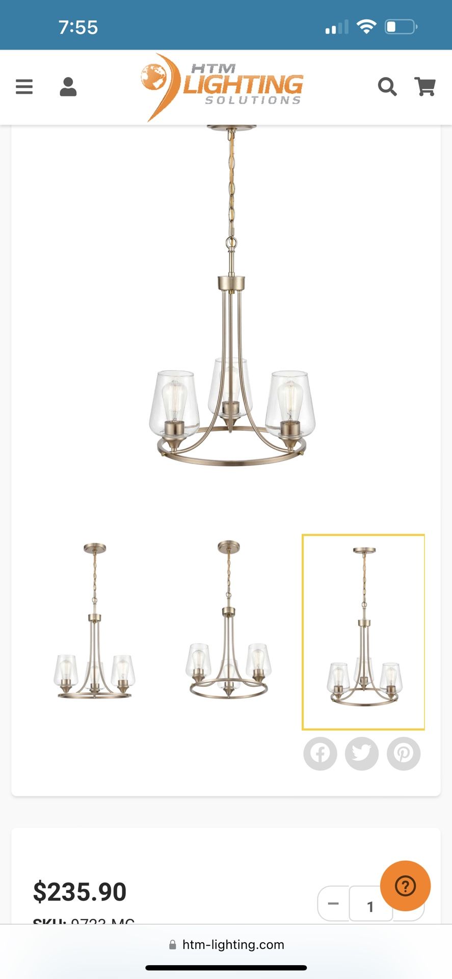 Ashford 3 Light Chandelier 18 Inch. Selling a brand new Chandelier