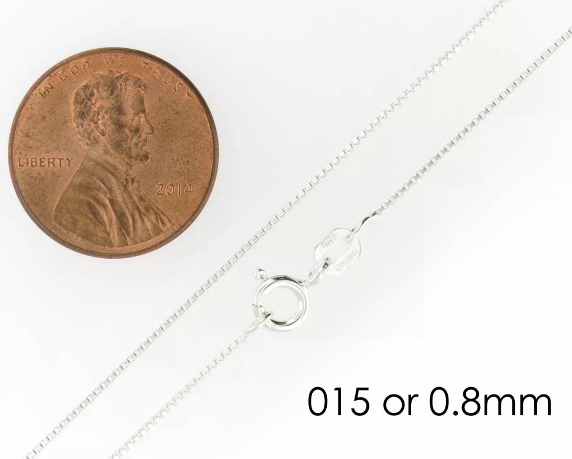 925 Sterling Silver BOX Chain Necklace Stamped .925 Italy