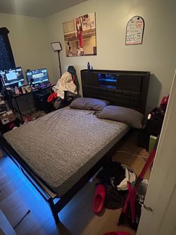 Queen Bed Frame with LED Headboard