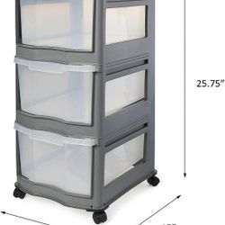 3 Shelf Home Storage Container Organizer Plastic Drawers

