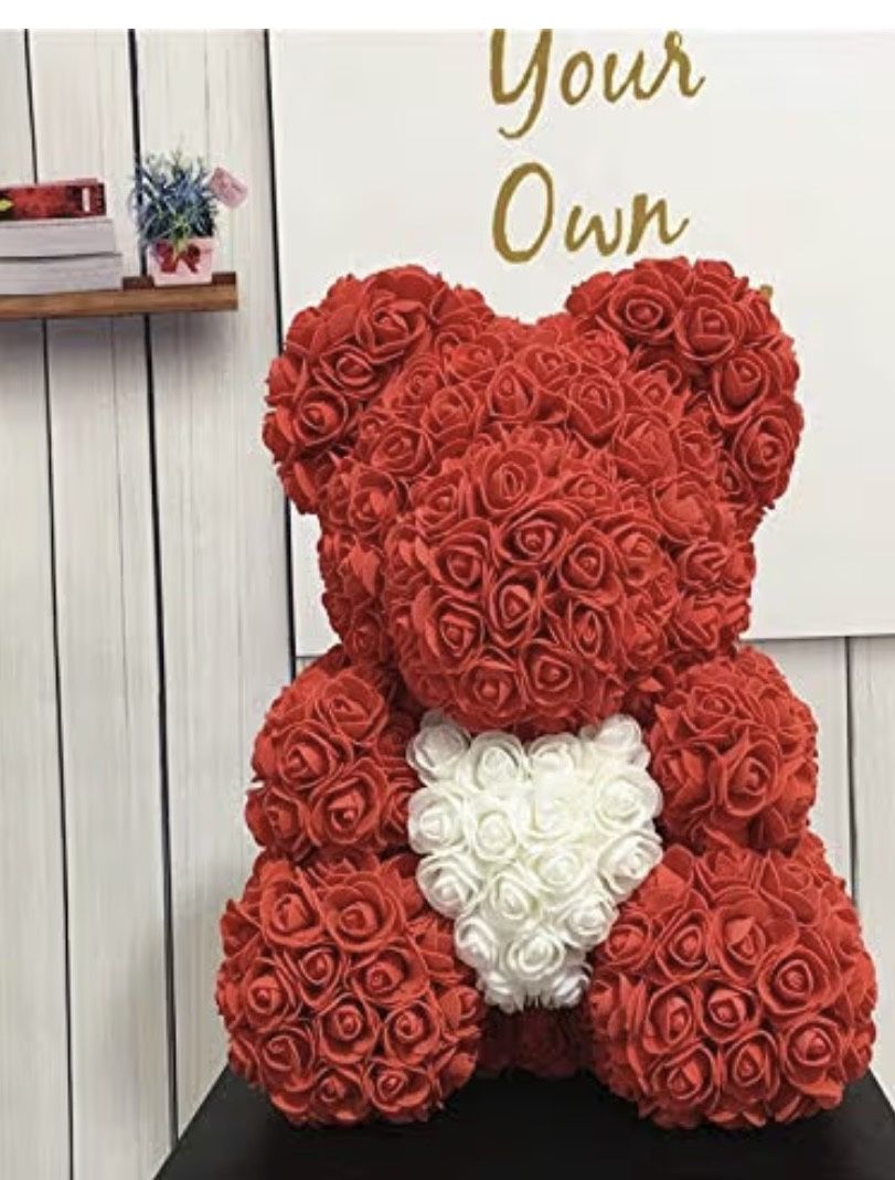 Gifts for Women - Rose Teddy Bear - Rose Flowers Bear, Unique Gifts, Gifts for Girls,Gifts for mom,Birthday Gifts,Flower delivery - Clear 