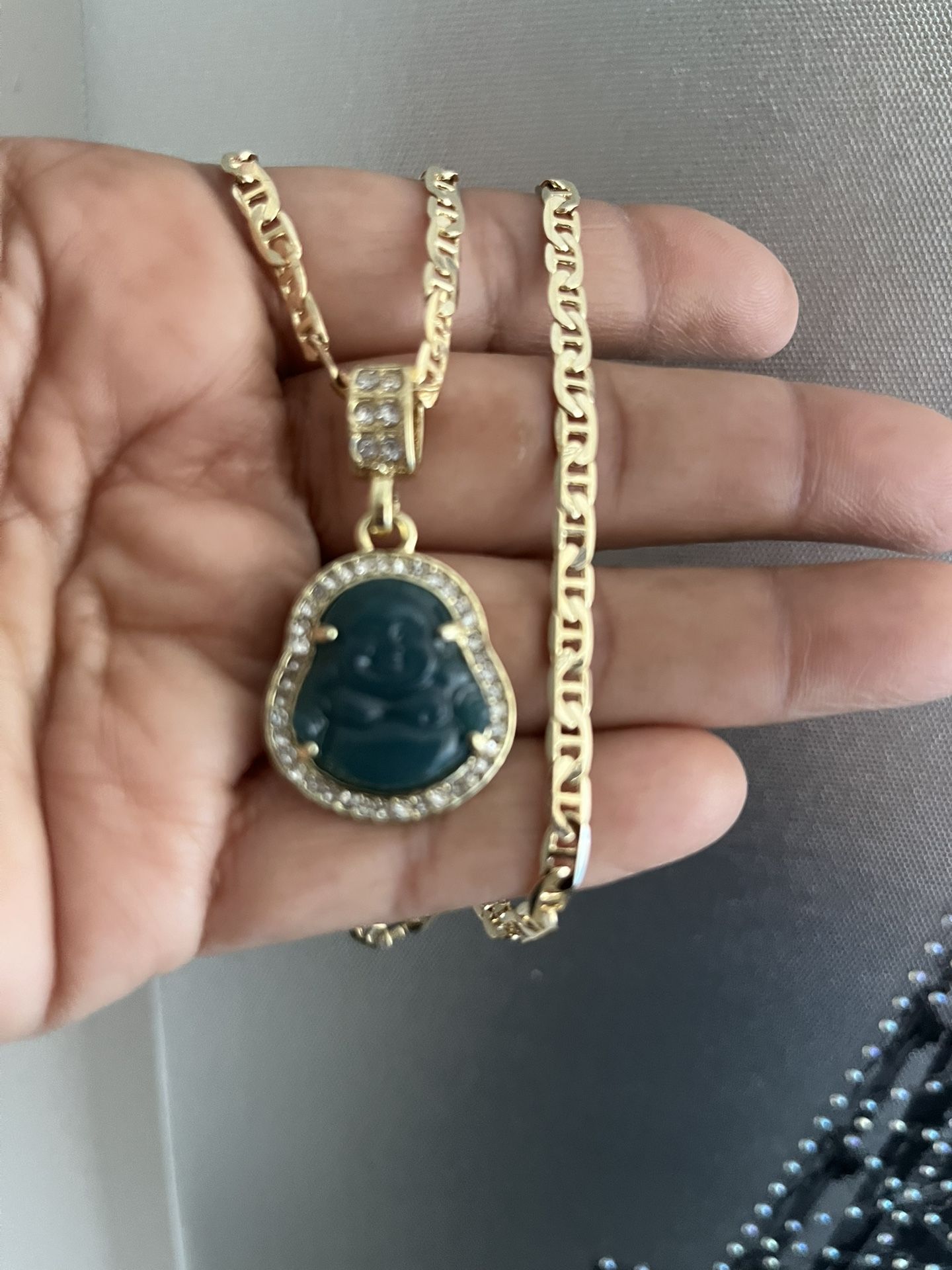 dark blue small buddha necklace
