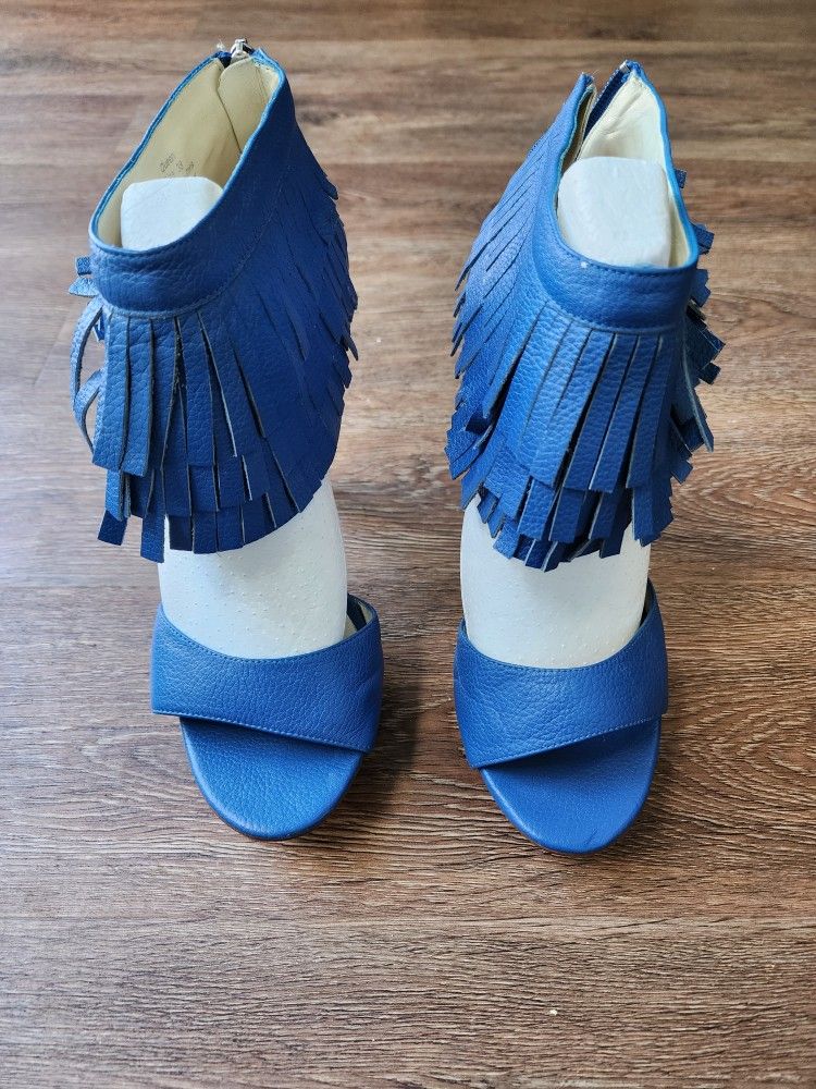 All Leather Fringe Heels