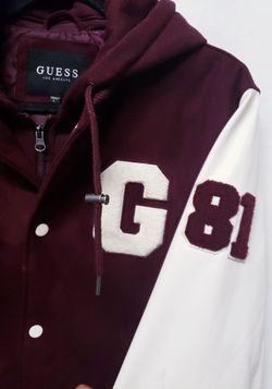 Guess men's hooded varsity cheap jacket