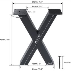 Black Metal X-Shape Table Leg