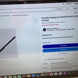 1 Arm Only AWNING ARM (contact info removed).006U 9100 POWER AWNINGS RV  Black Motor Home Trailer