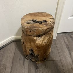 Teak Carved Wooden Stool Or Side Table 