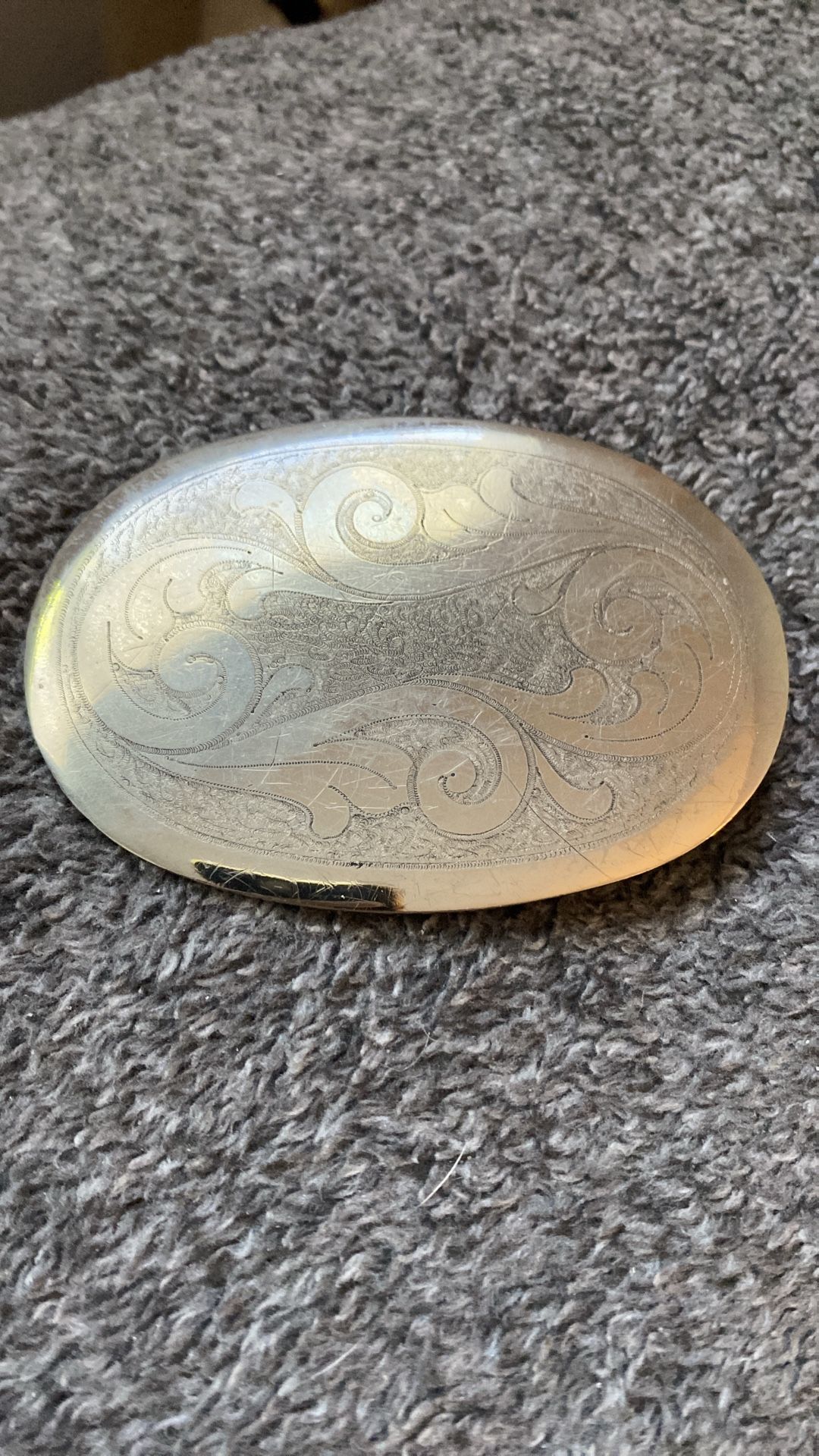 Engraved German Silver Belt Buckle