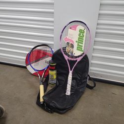 Tennis Rackets / 2.   Prince-Pro.  comes with new balls Penn Championship Titanium 