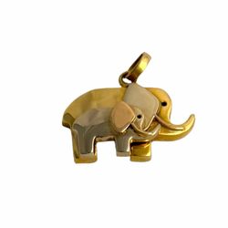 Pendant Solid Gold tricolor 14k. Elephants