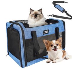 Large Cat Carrier Soft Small Pet Carrier for Medium Cats Dogs Puppies Travel Carrier Soft Side UP to 25 Lbs