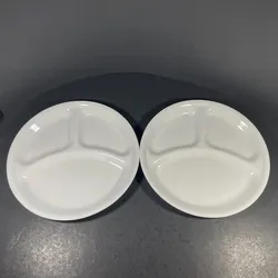 Corelle Winter Frost White Divided Dish Plates USA 3 Compartments kitchen dining table cooking