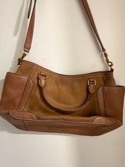Brown Leather Shoulder Bag with Gold Hardware