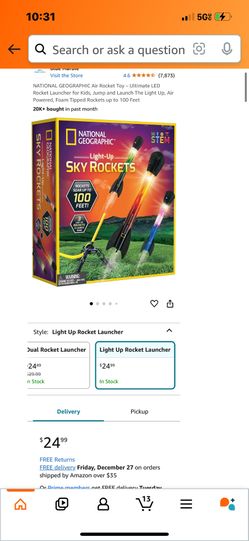 NATIONAL GEOGRAPHIC Air Rocket Toy – Ultimate LED Rocket Launcher for Kids, Jump and Launch The Light Up, Air Powered, Foam Tipped Rockets up to 100 F