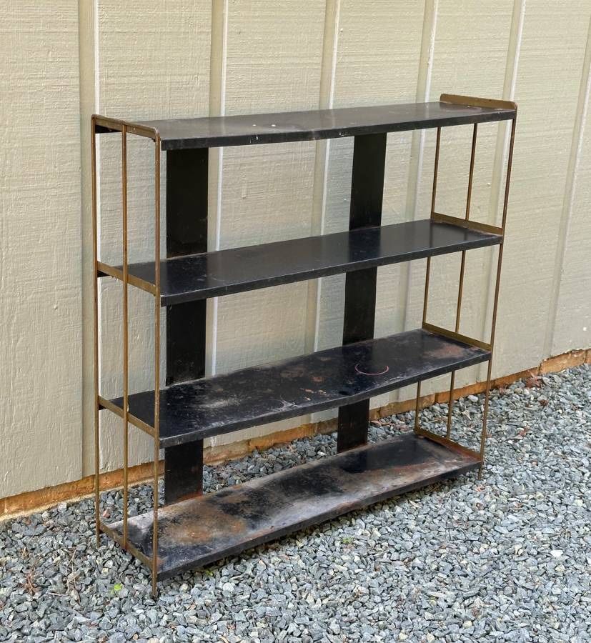Vintage Mid Century Modern Metal Shelf Industrial Bookcase