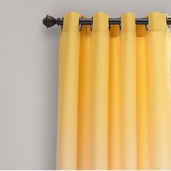Lush Decor Ombre Fiesta Curtains Light Filtering Window Panel Set for Living, Dining, Bedroom (Pair), 52" W x 84" L, Yellow & Gray