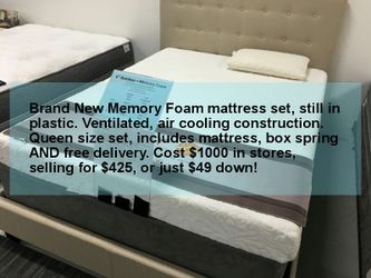 Queen size Memory Foam mattress set Brand New in plastic