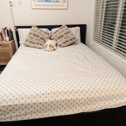 Bed Frame , Mattress, Mattress Cover , Pillows , Decorative Pillows Treadmill And lamp