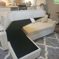 New Sleeper Sectional Couch With Storage And USB / Free Delivery 