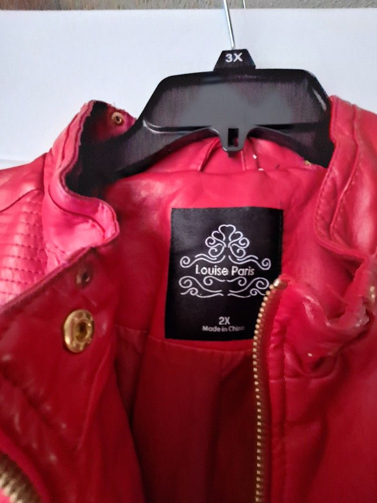 New Louise Paris Leather Red Jacket.