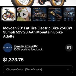 movcan 2.0 E Bike fat tire e bike