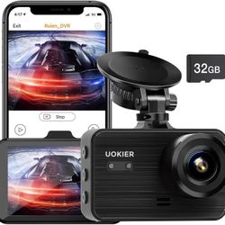 UOKIER 4K Dash Cam, Dashcams for Cars with Built-in WiFi, 32 GB SD Card Included, Wireless Dashcam Dashboard Car Cameras Driving Recorder 140° with Pa