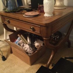 Two Twin Antique Tables With One Drawer