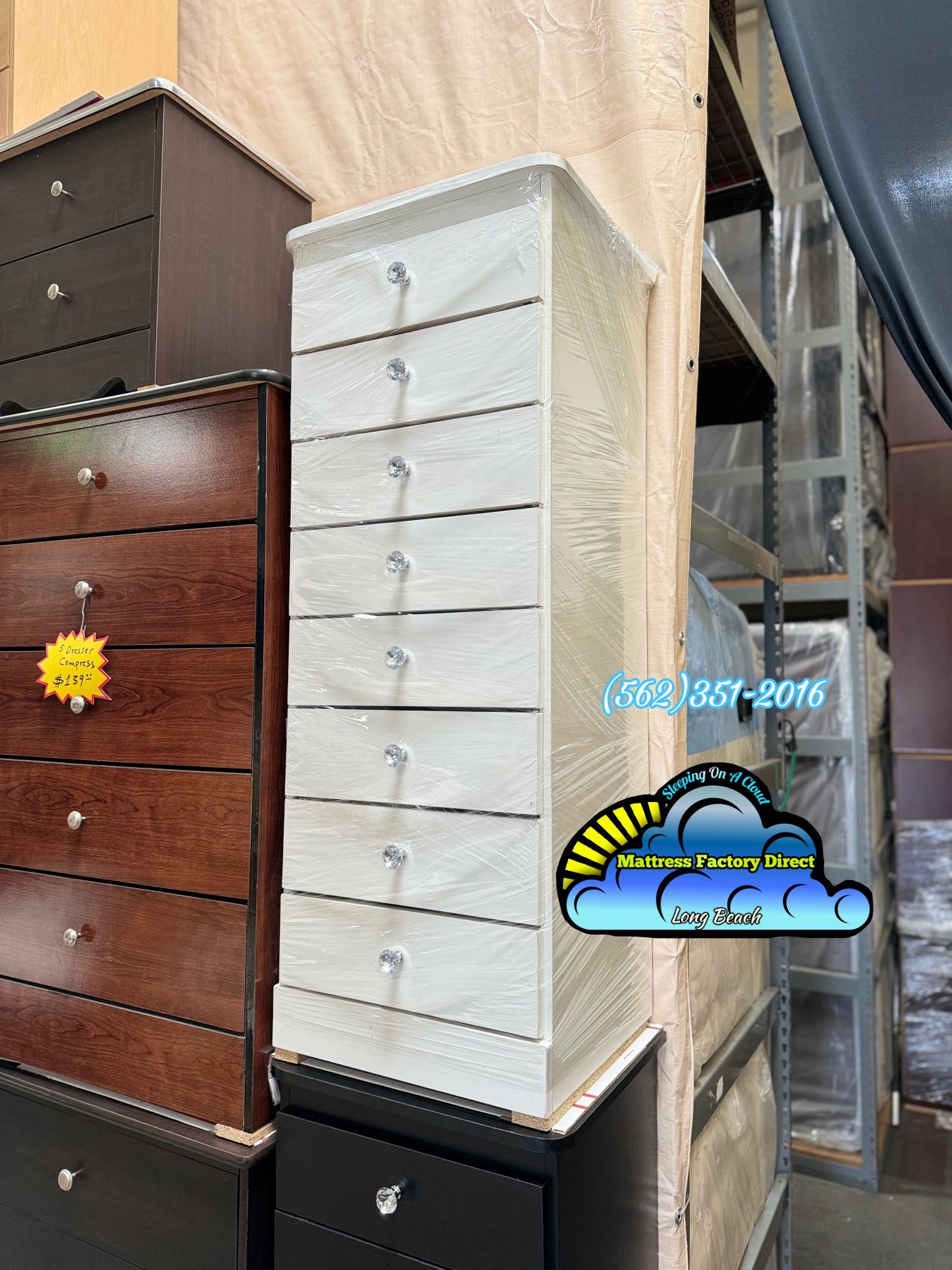 Paulina White Diamond Right Dresser Dresser Chest