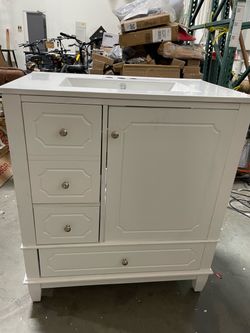 $240 Each 30” Solid Wood Frame Bathroom Vanity w/ Sink Storage Cabinet