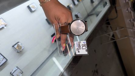 Fossil watch with brown leather strap