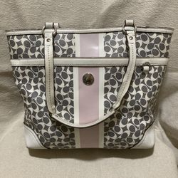 Coach Heritage Signature Stripe Tote, Medium