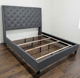 Gray long size bed frame