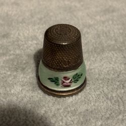 Silver Enamel Design Thimble