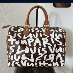 Louis Vuitton 2001 Graffiti Speedy 30 Purse Bag Stephen Sprouse Vintage 