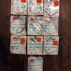 Lot of vintage K-Mart fishing hooks/salmon leaders - 2/0, 3/0, 4/0, 25-30lbs