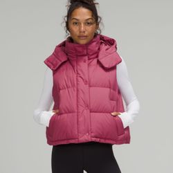 LULULEMON WUNDER PUFF CROP VEST PINK LYCHEE 600 GOOSE NWT SIZE 4 FREE USPS SHP
