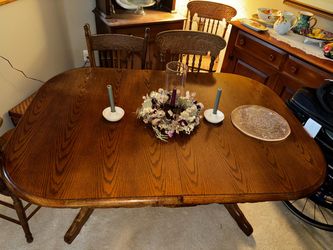 Oak Dining Table + Chairs