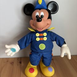 Vintage 1990 Mickey Mouse Marching Band Leader Squeak Doll 12”Disney Mattel Rare