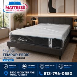 King Size Mattress TempurPedic ProAdapt  Medium Hybrid Technology Premium Comfort Factory Fresh & Sealed in Plastic Same Day Pickup & Delivery Availab