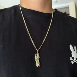 Gold Plated San Judas Pendant And Chain