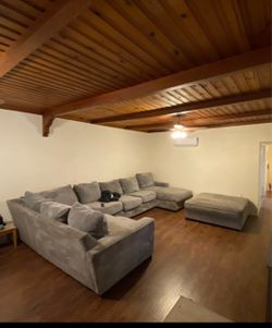 Large Gray Sectional Sofa with Ottoman