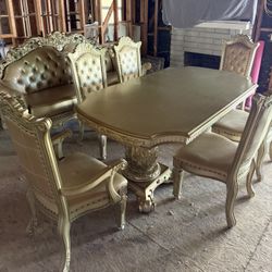 ACME gold Sofa Table Chairs 
