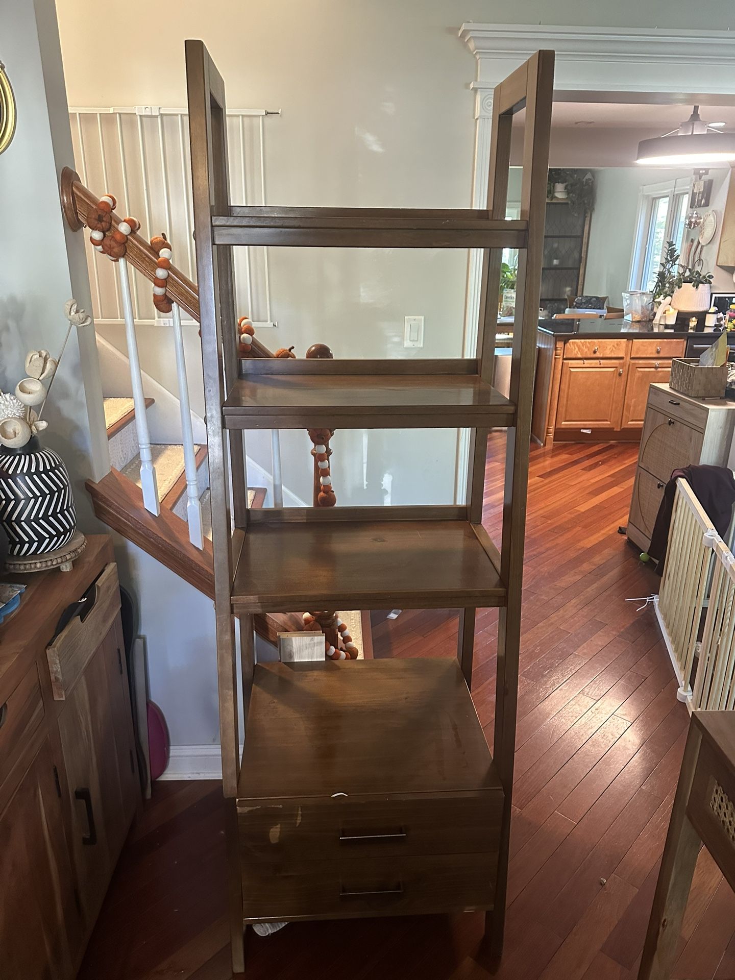 Solid Wood Ladder Shelf With Storage - Originally $450