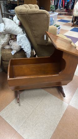 Vintage Wooden Baby Cradle Rocker