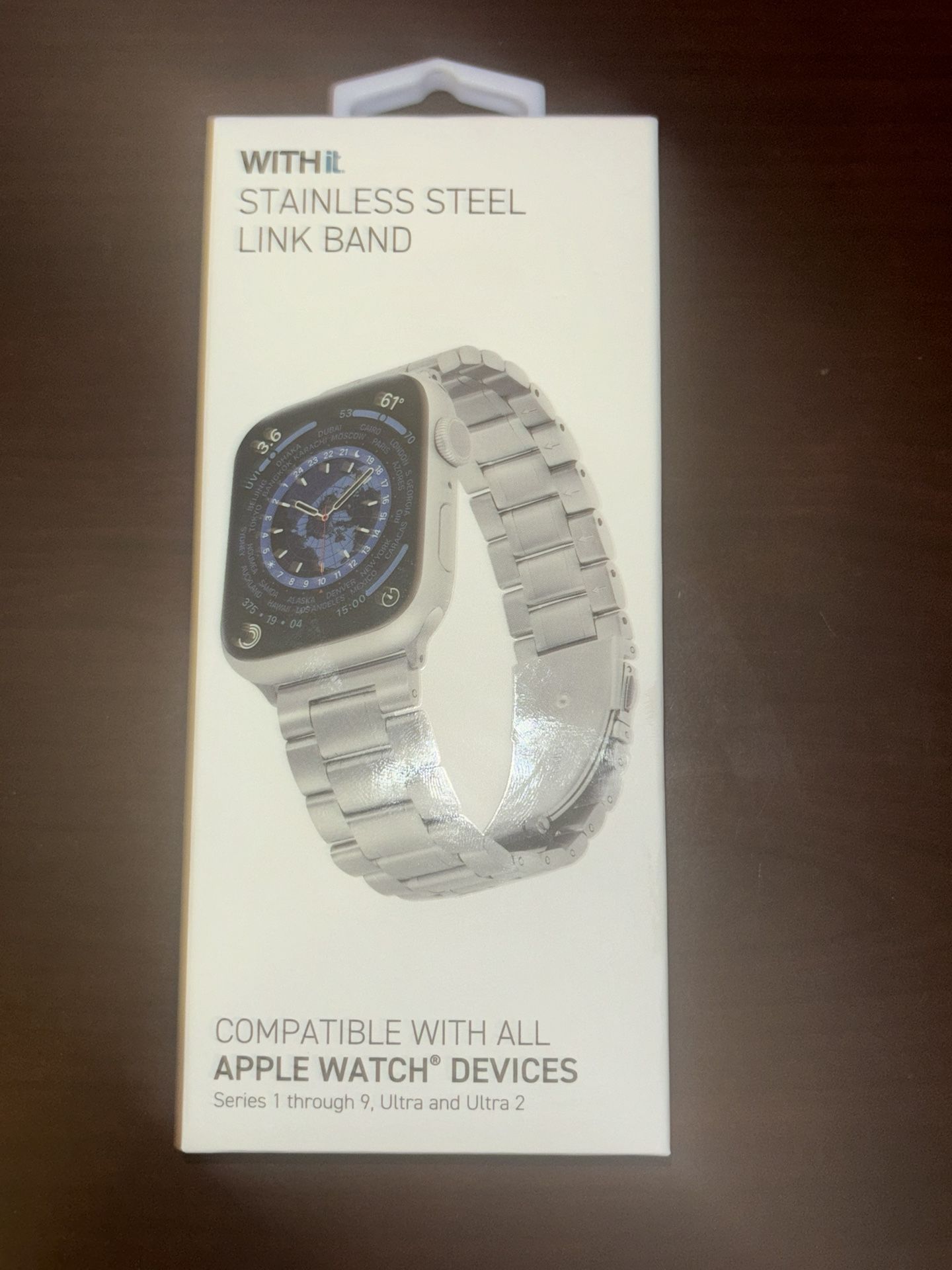 STAINLESS STEEL LINK BAND COMPATIBLE WITH ALL APPLE WATCH DEVICES Series 1 through 9, Ultra and Ultra 2