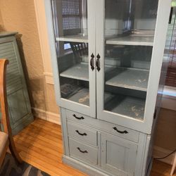 Antique Rustic Farm House  Pie Cabinet With Original glass Doors And Hardware $200